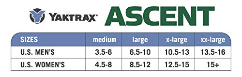 Yaktrax Ascent Anti-Slip Crampons: Aggressive Ice & Snow Traction Device, 16 Stainless-Steel Spikes, Perfect for Hiking, Fishing, Walking, Climbing, Mountaineering, For Men, Women, and Youth, (1 Pair)