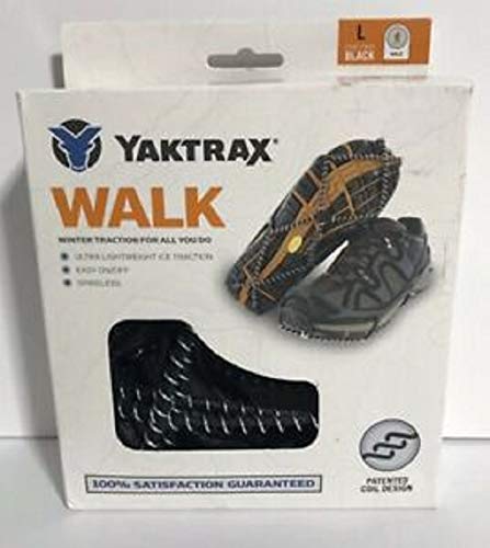 Yaktrax Walk Traction Cleats - 360-Degree Grip on Snow, Ice, & Multi-terrain Surfaces - Elastic Outer Band w/ Easy-On/Off Heel Tab & 1.2mm Zinc-coated Steel Coils - Abrasion & Rust Resistant - Unisex