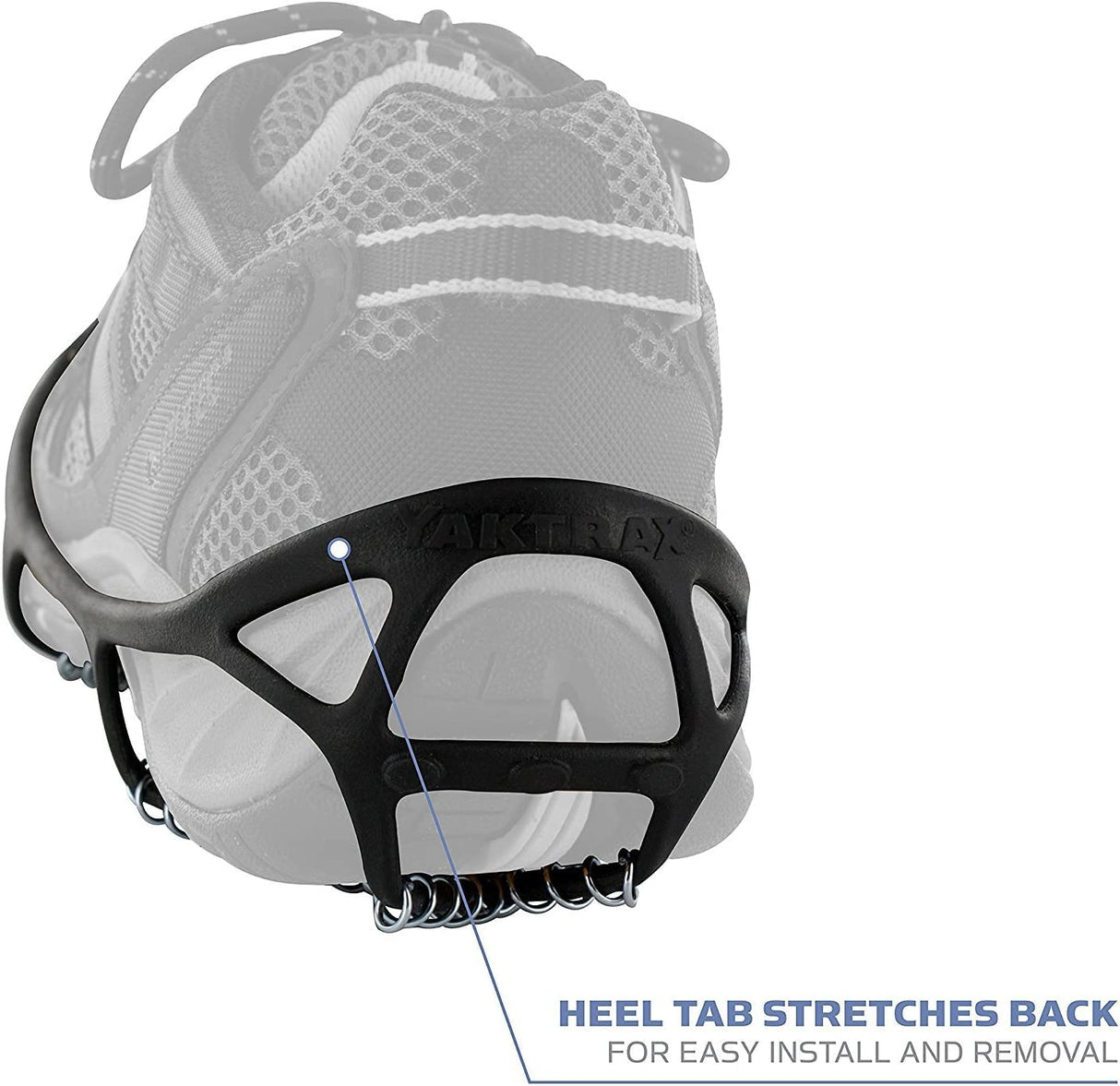 YakTrax Walk Ice & Snow Grips for Walking Shoes, Elastic Rubber Strap & 1.2mm Steel Coils, Provides Traction in Ice & Snow