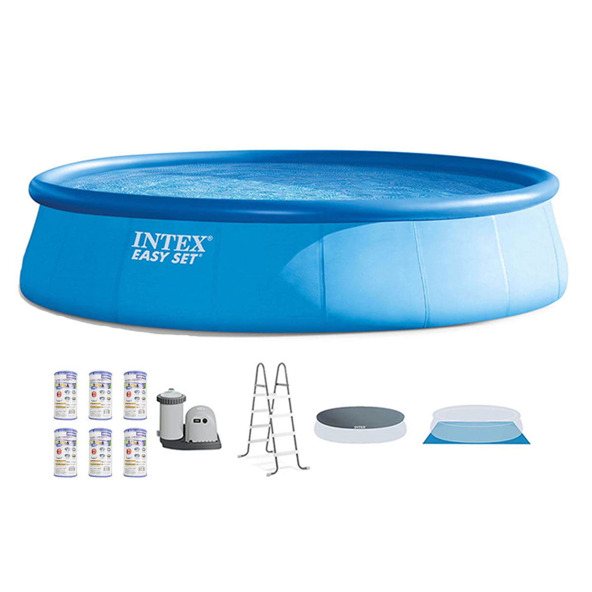 Intex Easy Set 18 Foot by 48 Inch Round Inflatable Above Ground Swimming Pool with Filter Pump