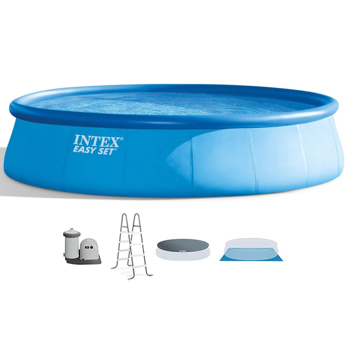 Intex Easy Set 18 Foot by 48 Inch Round Inflatable Above Ground Swimming Pool with Filter Pump
