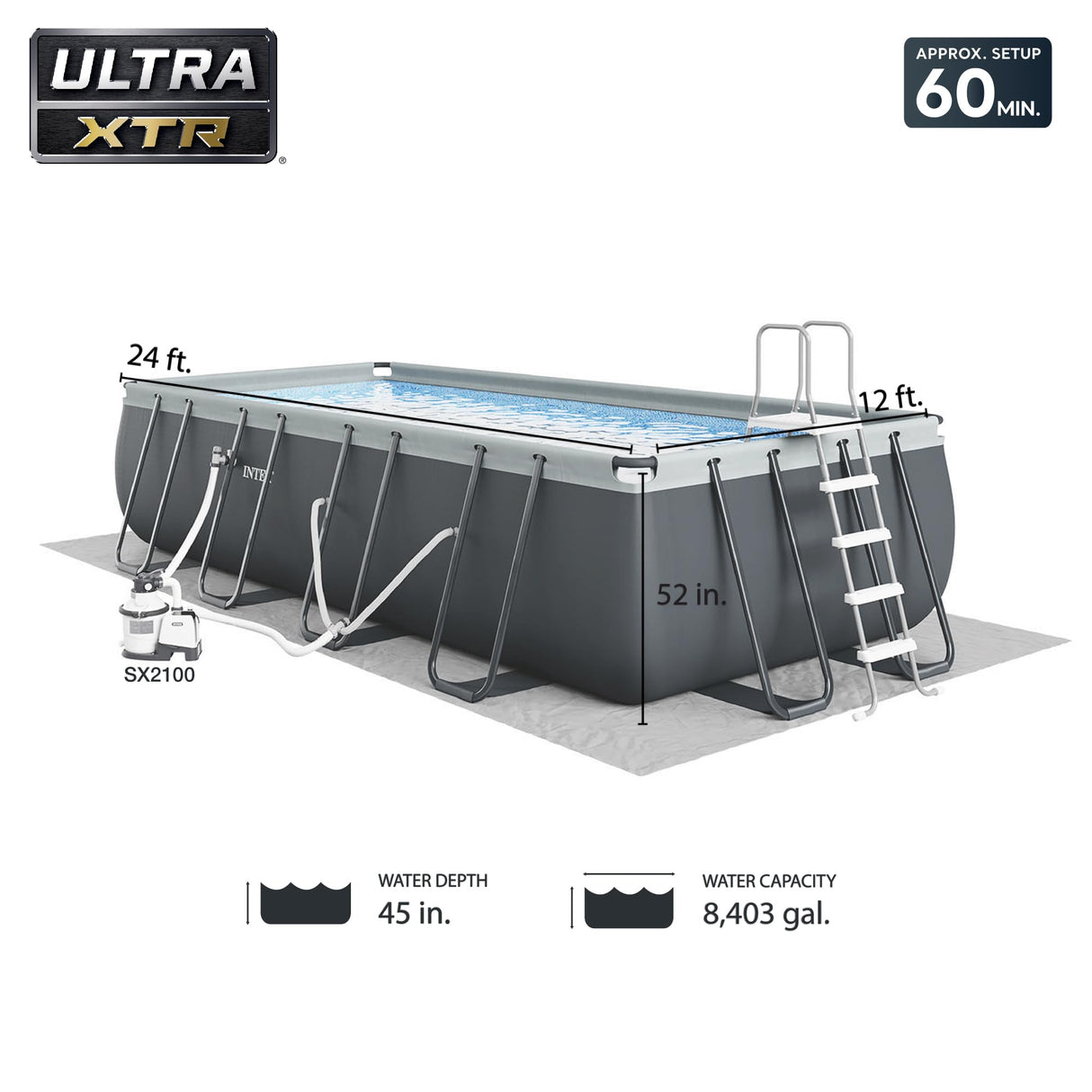 Intex 26367EH Ultra XTR Deluxe Rectangular Above Ground Swimming Pool Set