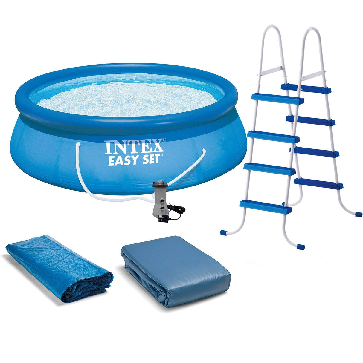 Intex 15ft x 48in Easy Set Above Ground Inflatable Pool w/Pump and Solar Cover