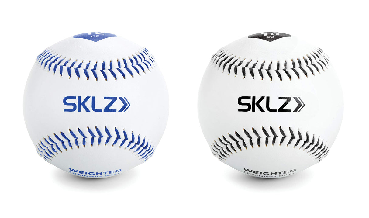 SKLZ Weighted Throwing Baseballs, 2-Pack (10 Ounce and 12 Ounce),White