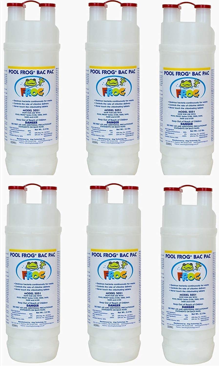 6 Pool FROG Bac Pacs prefilled with 2.2 lbs. of Trichlor