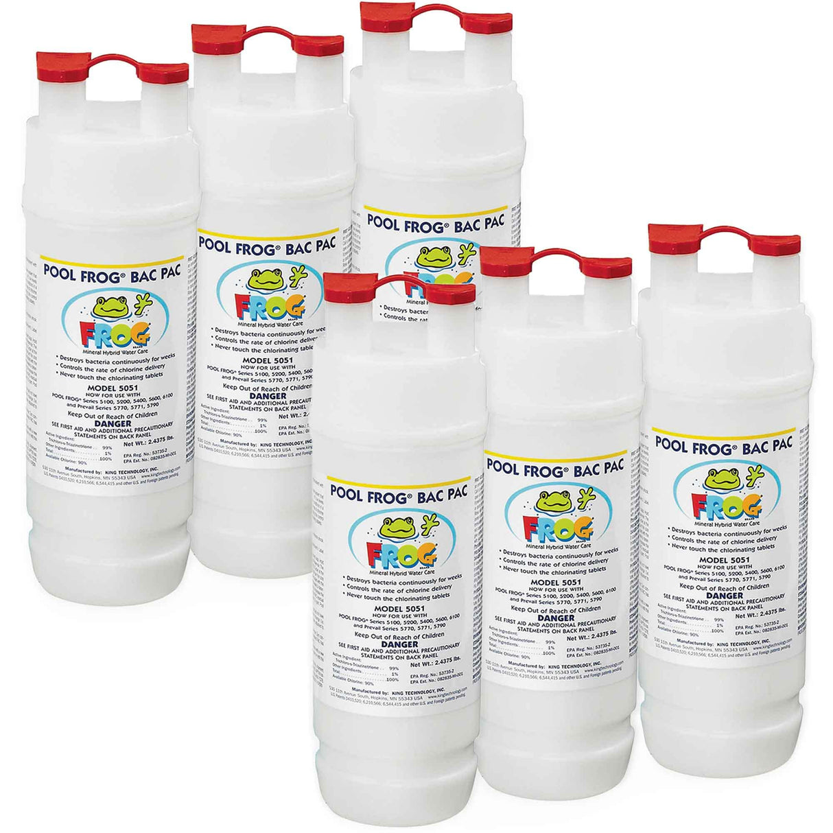 6 Pool FROG Bac Pacs prefilled with 2.2 lbs. of Trichlor