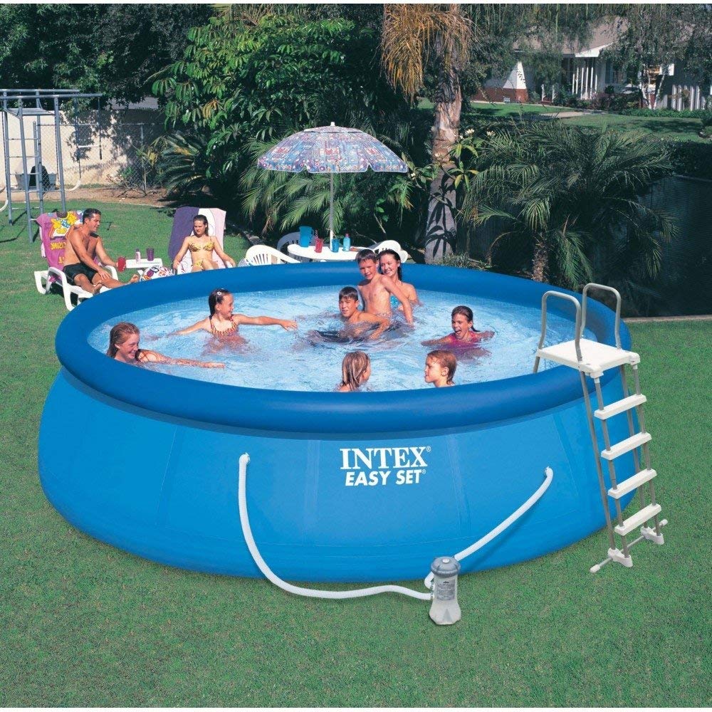 Intex 15' x 4 Inflatable Pool, Ladder, Pump and Hydrotools Chlorine Dispenser