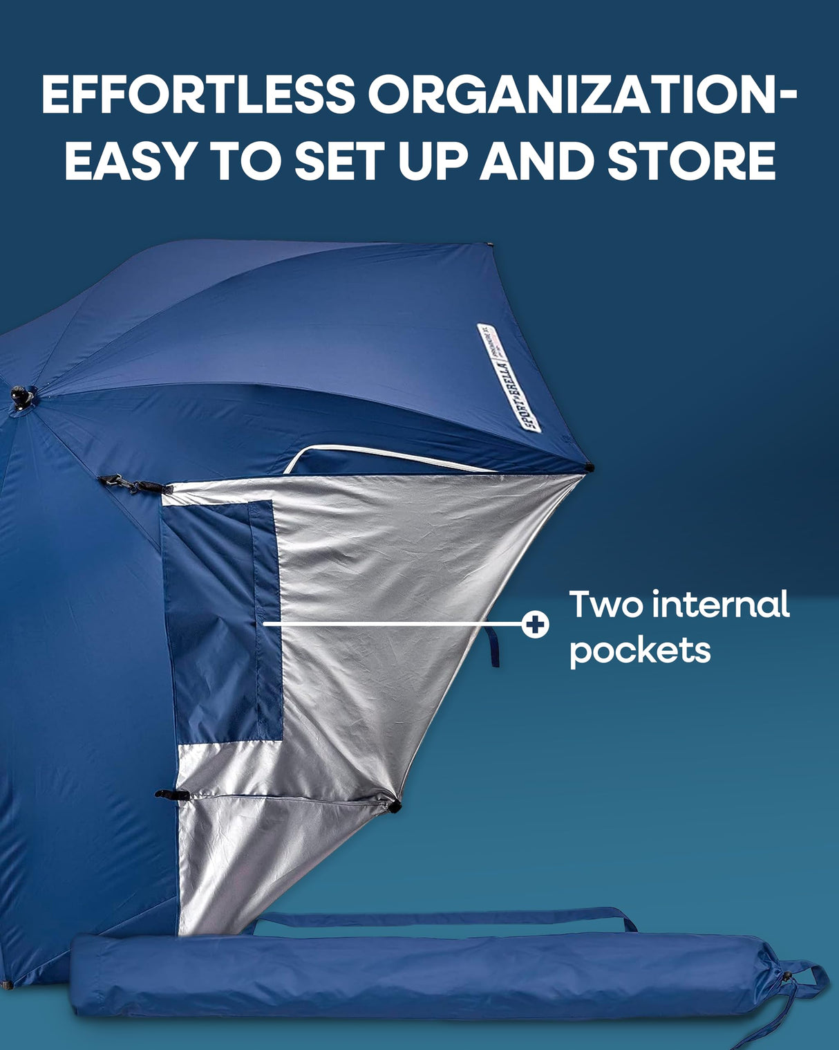 Sport-Brella Premiere XL 9-Foot Umbrella - Heavy-duty 1.25" Center Pole & Twist Handle Auger - UPF 50+ Sun Protection - Privacy Side Panels, Zippered Windows & 2 Interior Pockets - Carry Bag Included