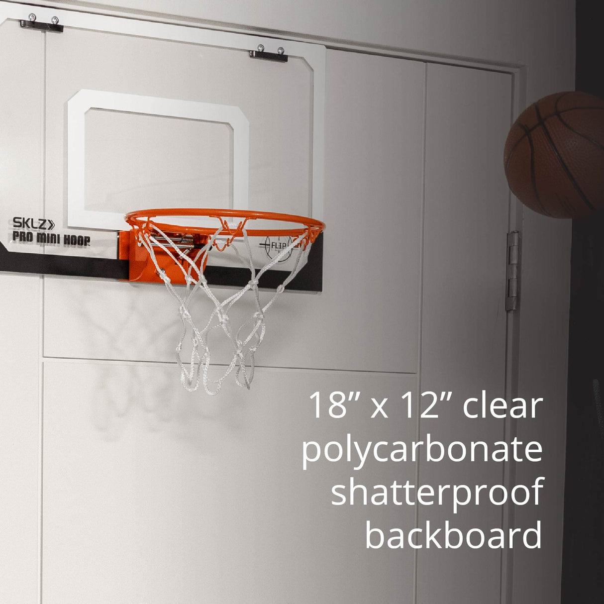 SKLZ Pro Mini Hoop Flip Over-The-Door Basketball Hoop with Flip-up Rim