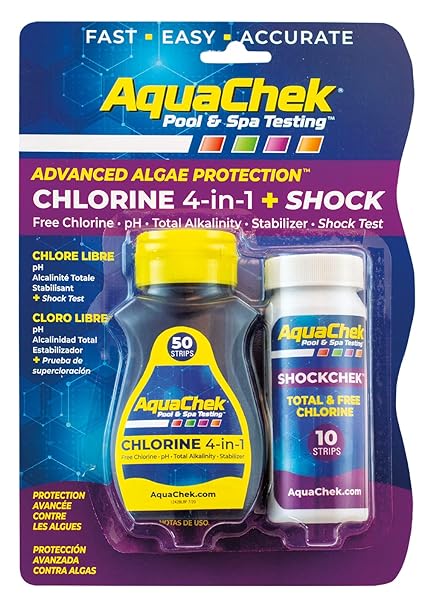 Aquachek Chlorine 4-in-1 + Shock Pool Test Strips