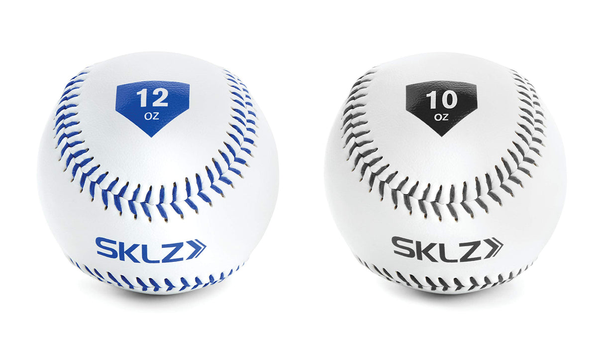 SKLZ Weighted Throwing Baseballs, 2-Pack (10 Ounce and 12 Ounce),White