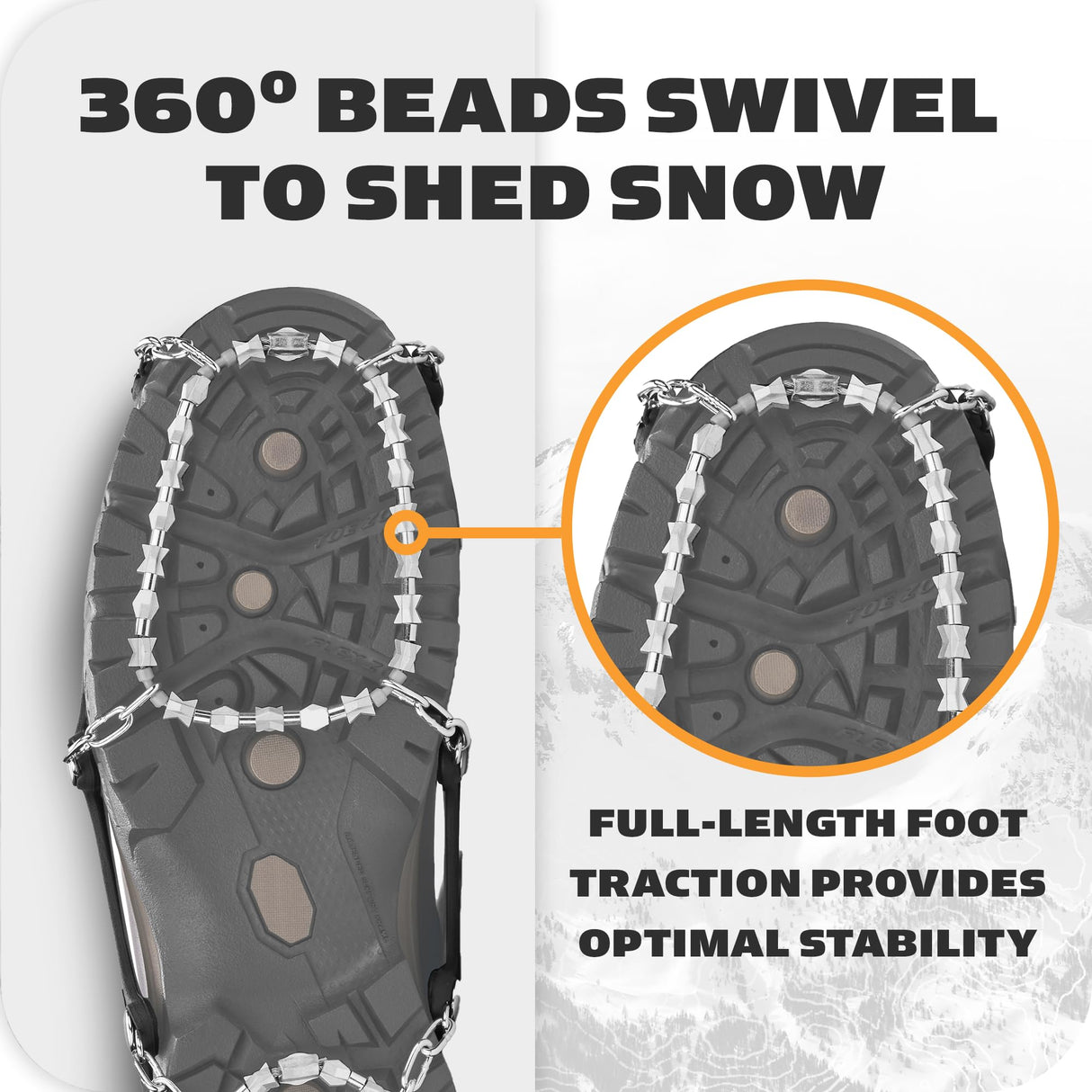 Yaktrax Diamond Grip - Full-Foot Traction on Ice, Snow, & Multi-Terrain Surfaces - Swiveling Diamond Bead Grip Points - Cold-Resistant Easy On/Off Elastic Upper Band