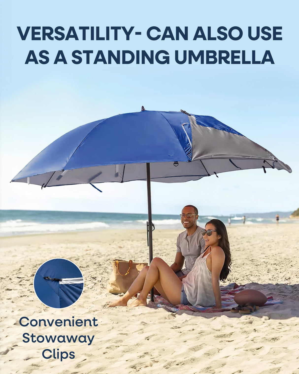 Sport-Brella Premiere XL 9-Foot Umbrella - Heavy-duty 1.25" Center Pole & Twist Handle Auger - UPF 50+ Sun Protection - Privacy Side Panels, Zippered Windows & 2 Interior Pockets - Carry Bag Included