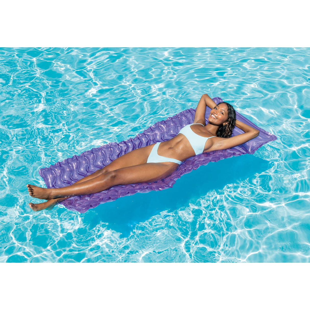 Intex Tote-N-Float Wave Inflatable Air Mat, 90" X 34", 1 Pack (Colors May Va