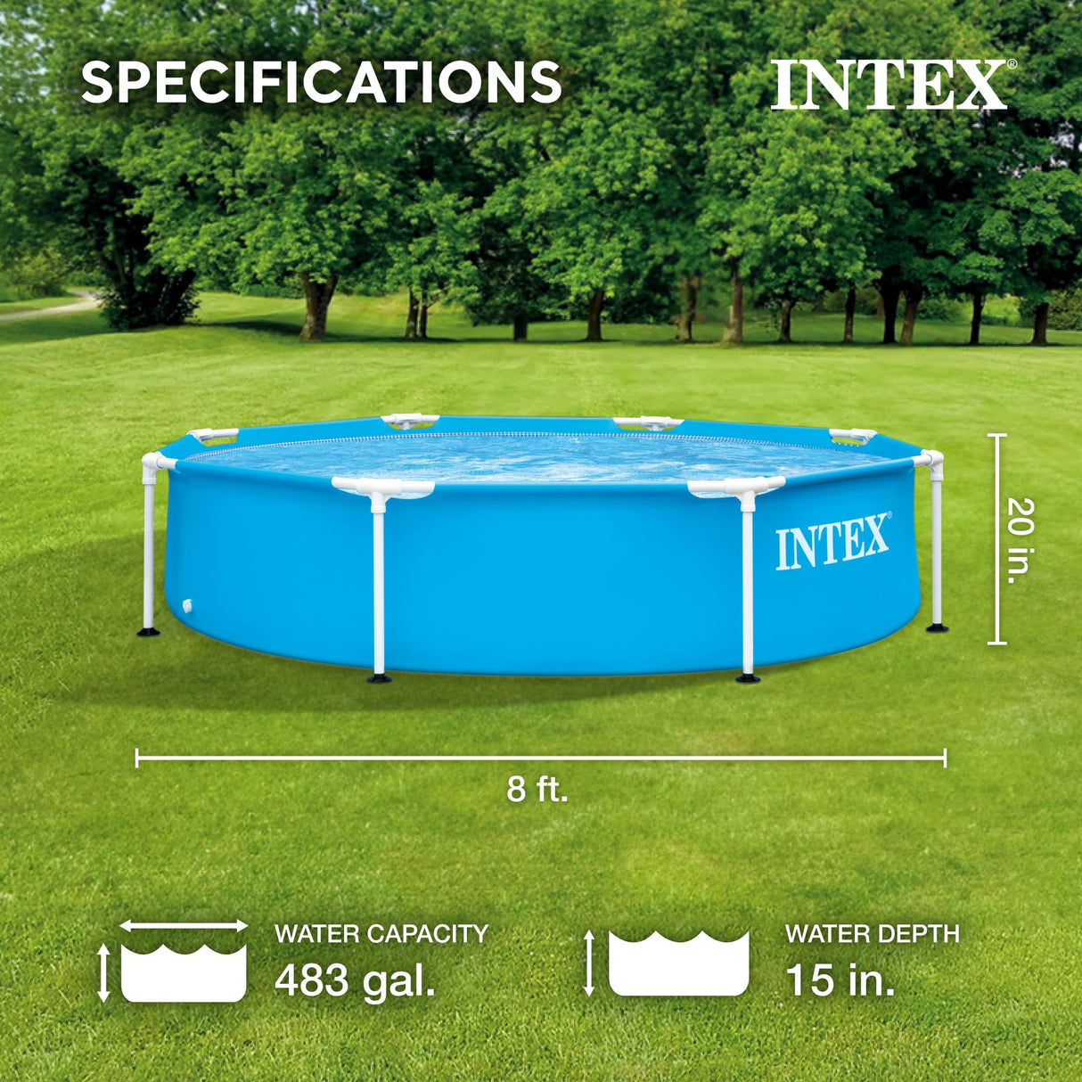 Intex 28205EH 8 Foot x 20 Inch Round Metal Frame