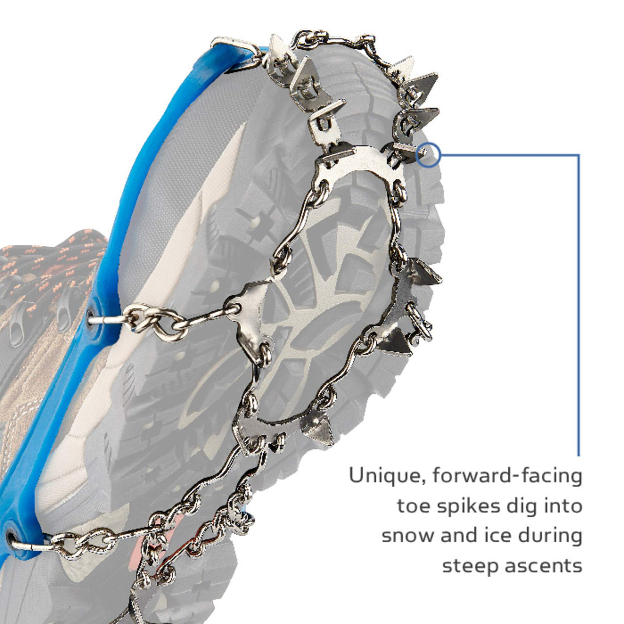 Yaktrax Ascent Anti-Slip Crampons: Aggressive Ice & Snow Traction Device, 16 Stainless-Steel Spikes, Perfect for Hiking, Fishing, Walking, Climbing, Mountaineering, For Men, Women, and Youth, (1 Pair)