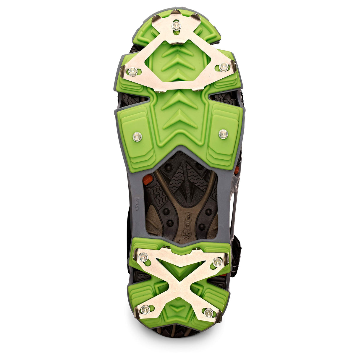 STABILicers Hike Macro Traction Crampons for Walking or Hiking on Snow and Ice,Grey/Green, (1 Pair)