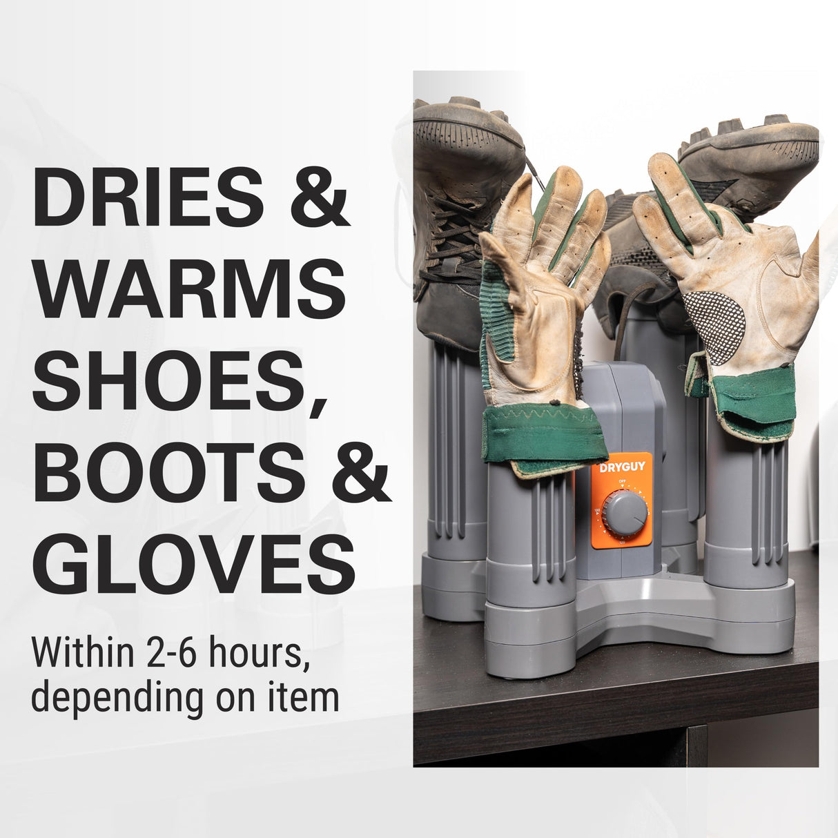 DryGuy Two-Pair Boot Dryer, Fast Convection & Forced Air Drying for Boots, Quiet, Compact Design, Odor Control with Optional Scent Pods, Dries 2 Pairs of Boots Simultaneously, Home or Garage Use