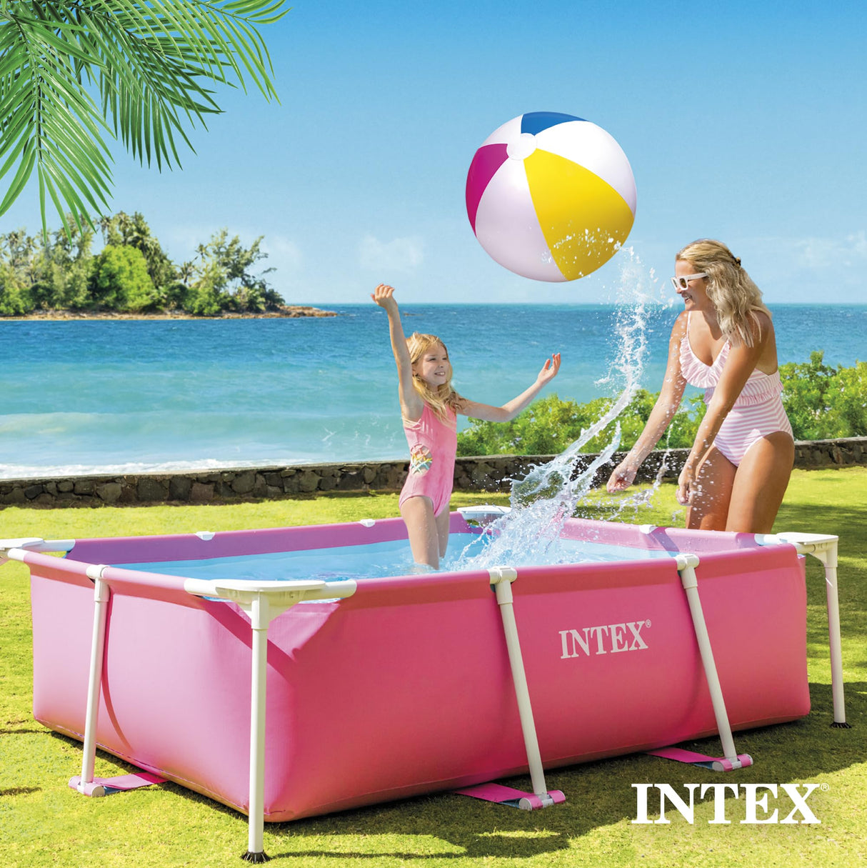 Intex Metal Frame Above Ground Outdoor Backyard Swimming Pool