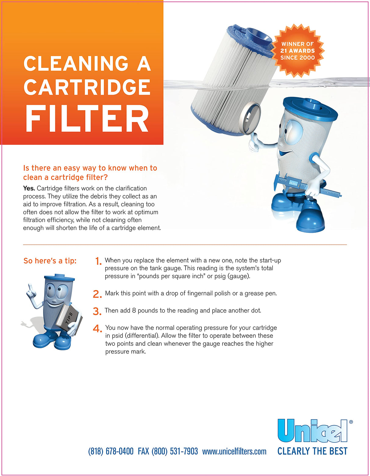 Unicel 150 Square Foot Swimming Pool and Spa Replacement Filter Cartridge with Urethane End Caps for Multiple Pool Filter Models