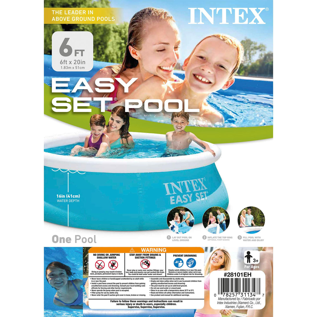 Intex Inflatable Portable Above Ground Outdoor Kids Swimming Pool, Blue