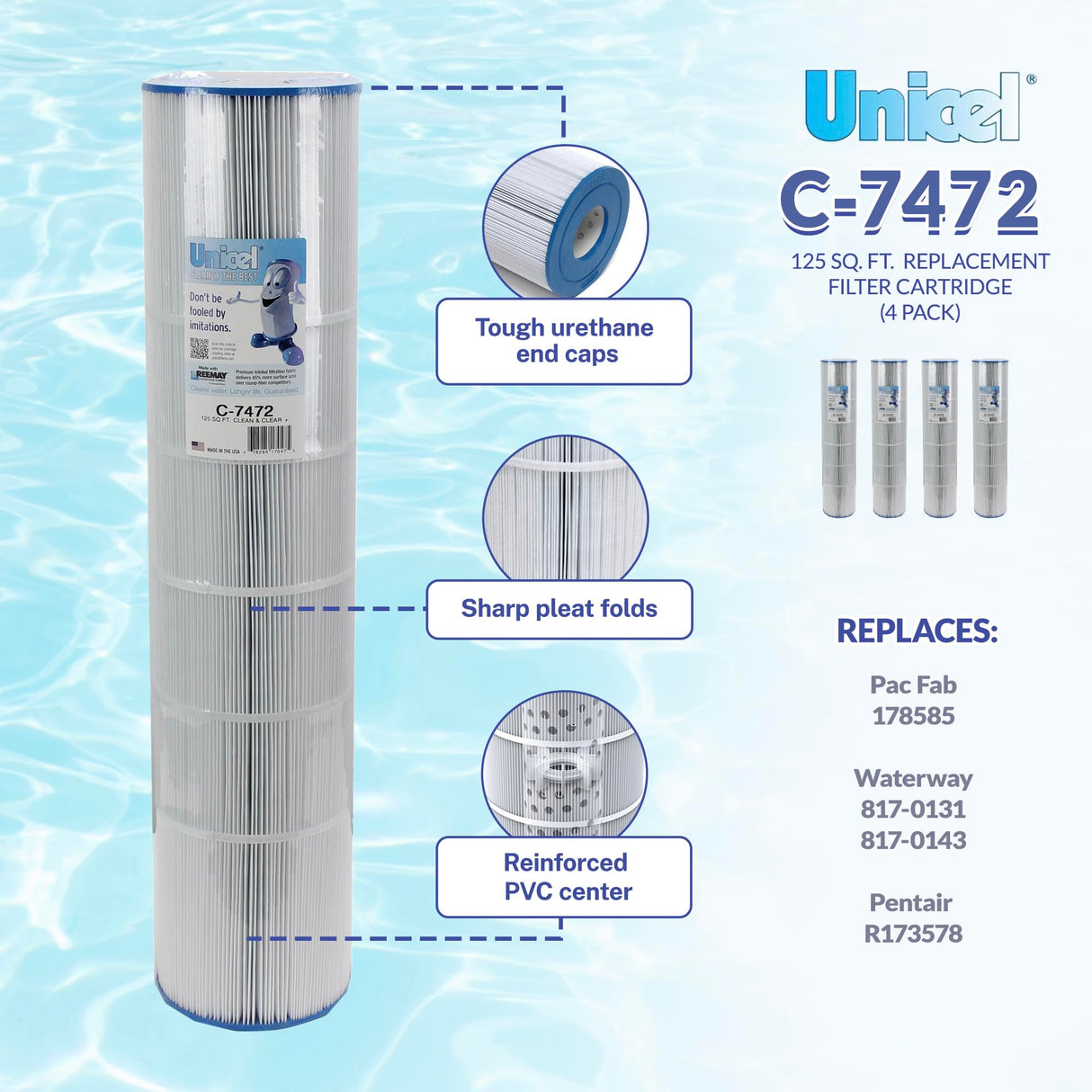 Unicel C-7472 Pac Fab/Waterway Swimming Pool Replacement Filter Cartridge