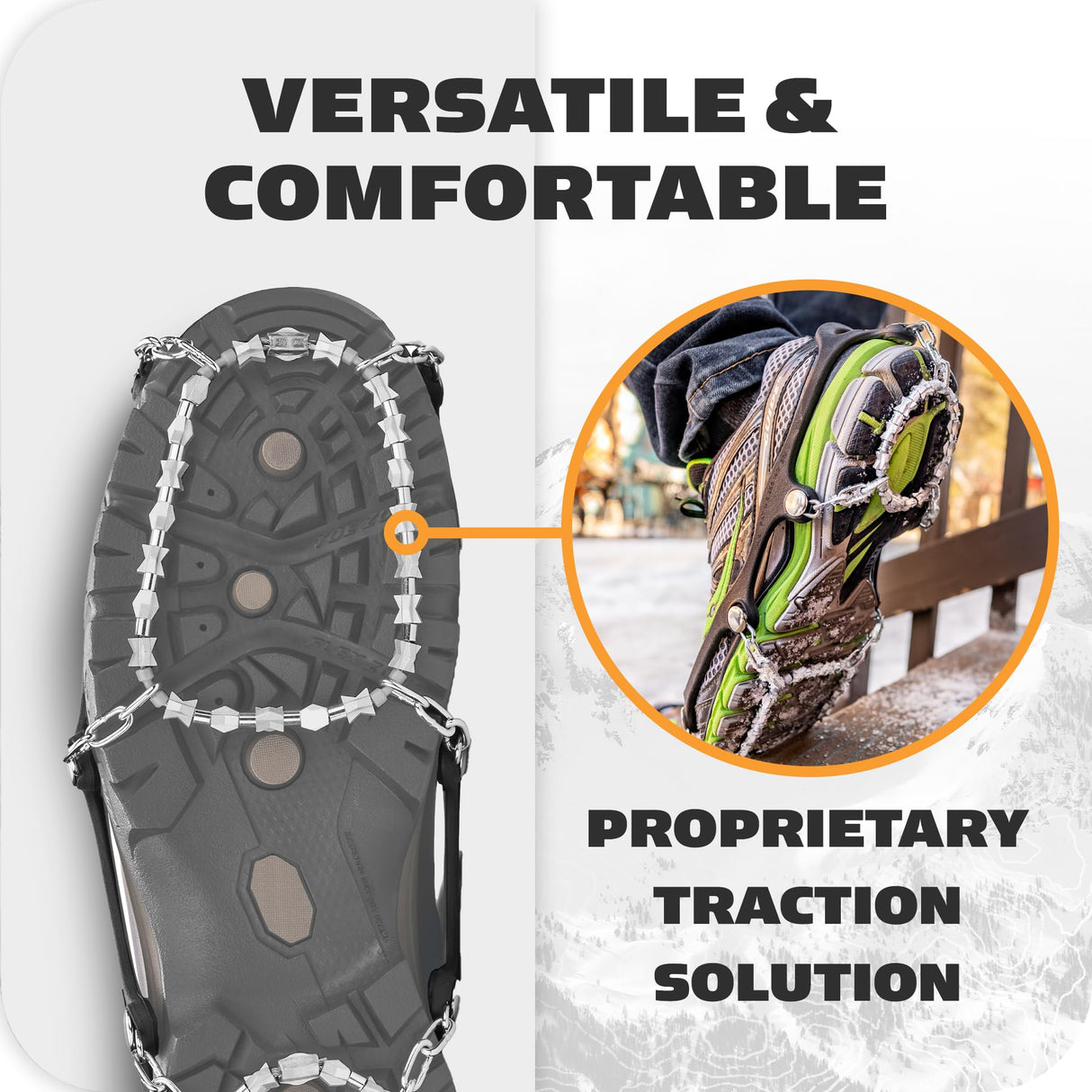 Yaktrax Diamond Grip - Full-Foot Traction on Ice, Snow, & Multi-Terrain Surfaces - Swiveling Diamond Bead Grip Points - Cold-Resistant Easy On/Off Elastic Upper Band