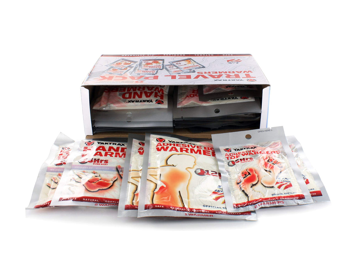 Yaktrax Warmers Travel Pack: 8 Pairs of Hand Warmers, 8 Body Warmers, 8 Pairs of Toe Warmers