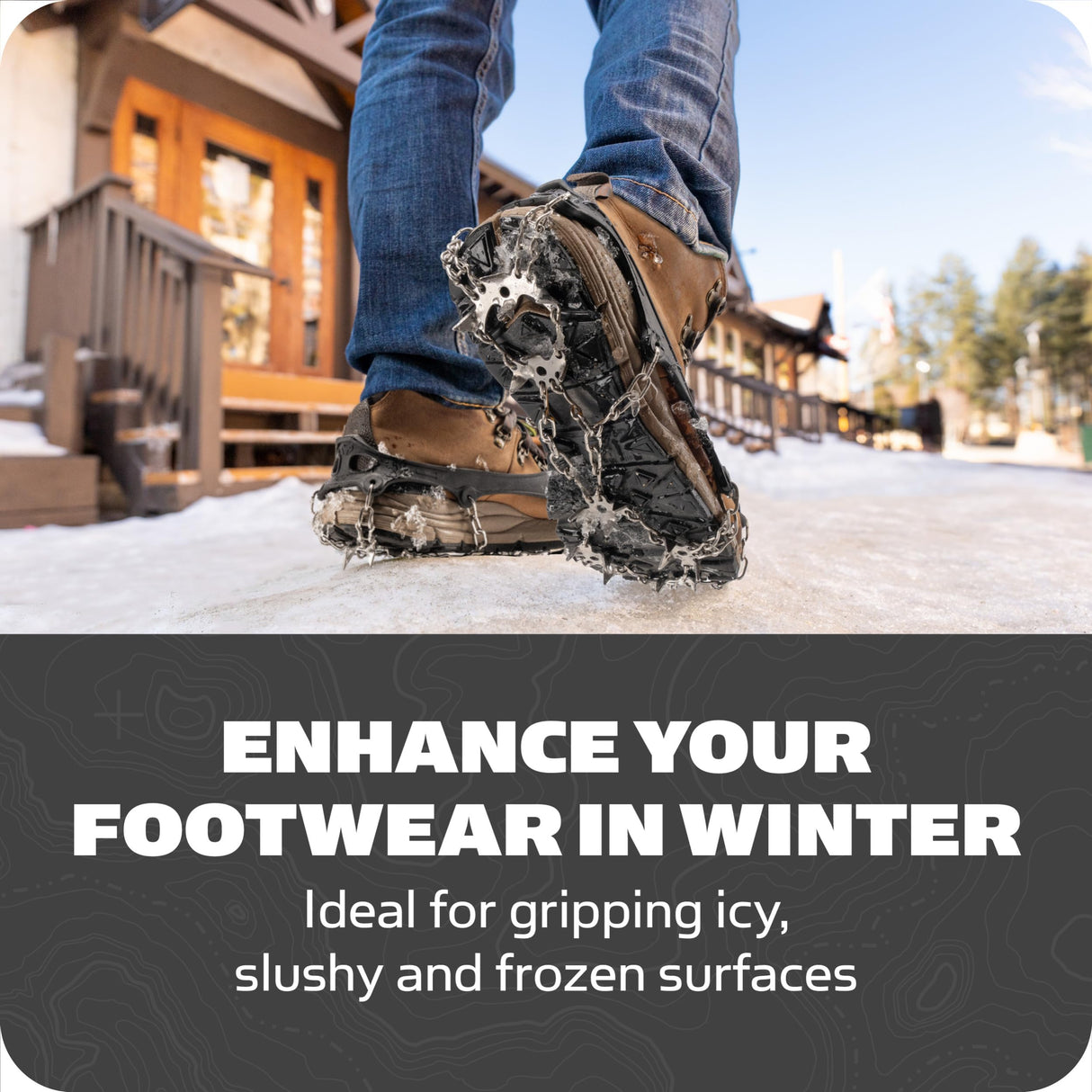 Yaktrax Adventure Grip - Durable Winter Traction Device with Stainless Steel Spikes for Ice and Snow, Flexible Thermoplastic Rubber Upper, Fits Various Footwear, Ideal for Hiking and Mountaineering