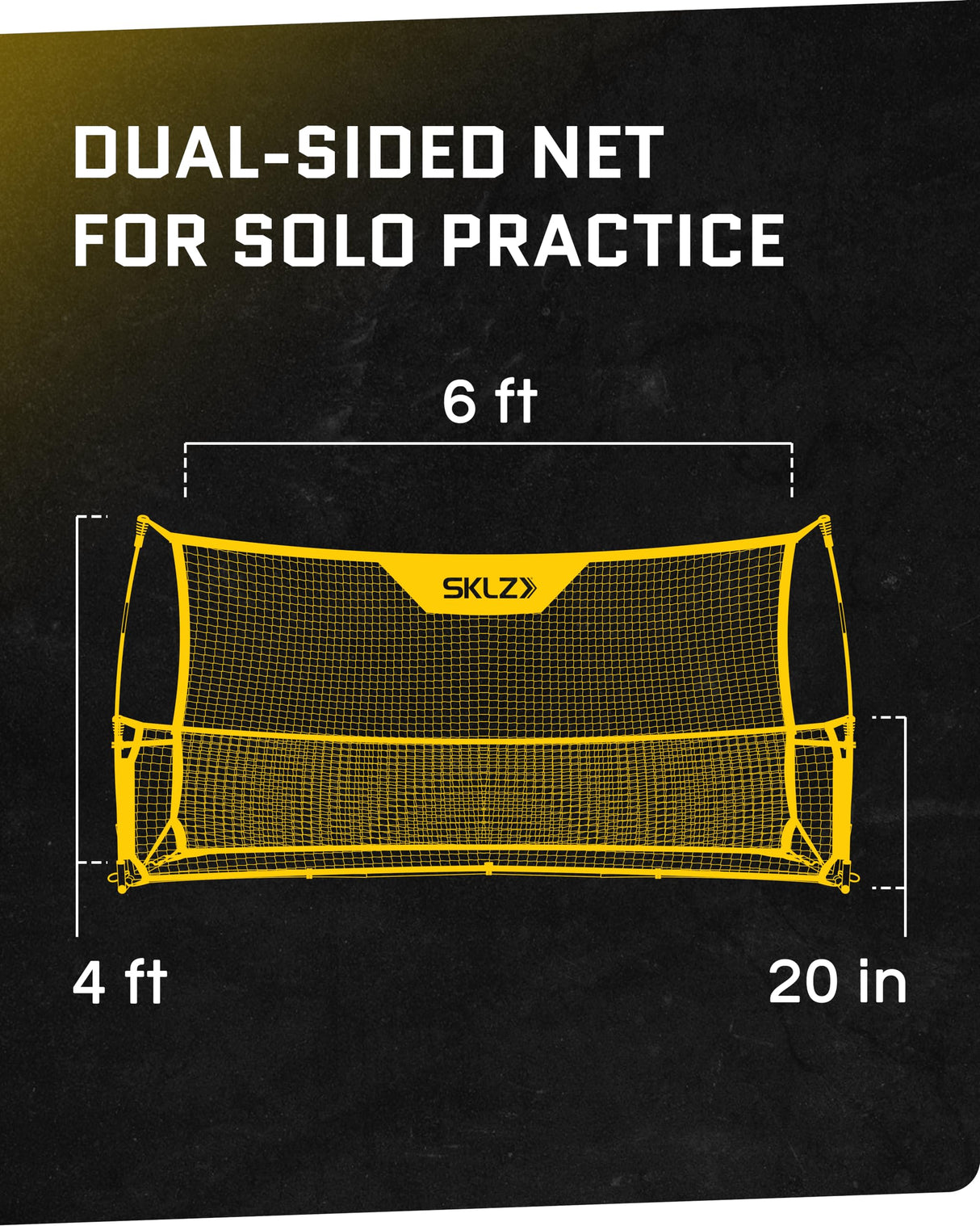 SKLZ Quickster Soccer Trainer - Dual-Sided Ball Rebounder for Solo Passing, Receiving, Trapping Practice - Large & Small Rebound Net - Weather Resistant - Adjustable Frame, Metal Stakes & Carry Bag