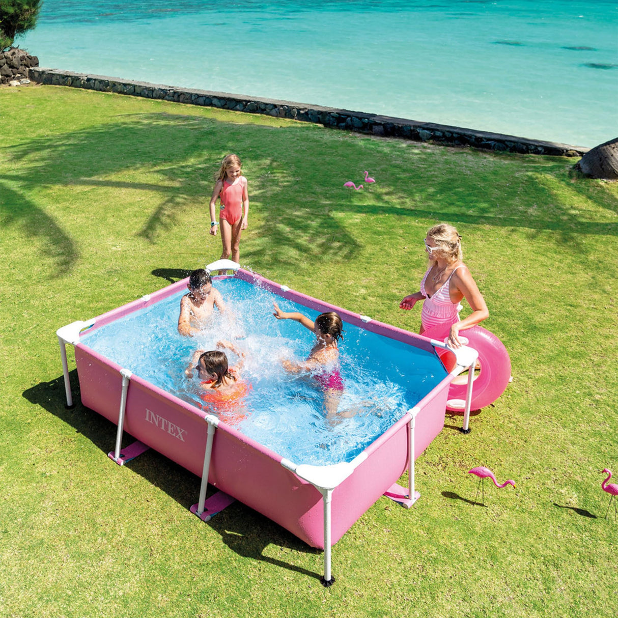 Intex Metal Frame Above Ground Outdoor Backyard Swimming Pool