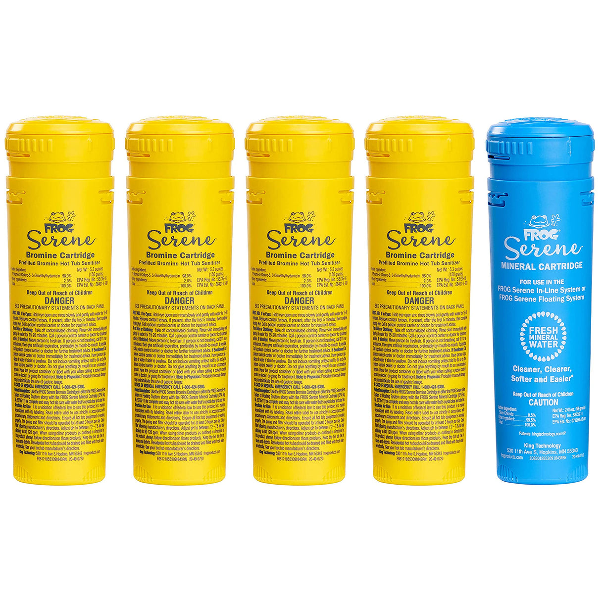 Frog Serene® Mineral Cartridge + 4 Bromine Cartridges