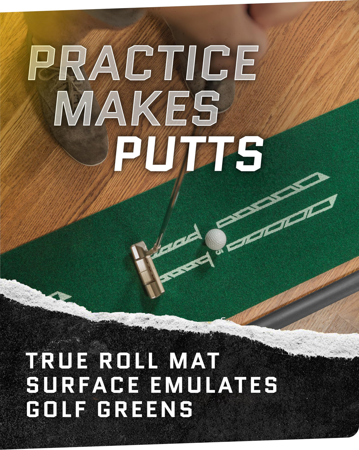 SKLZ ACCELERATOR PRO - Indoor Golf Putting Mat with Auto-Ball Return & Behind-the-Hole Ball Collector - Putter Alignment Guides at 3, 5 & 7 Feet - Rubber-Backed Mat Provides Multi-Surface Stability