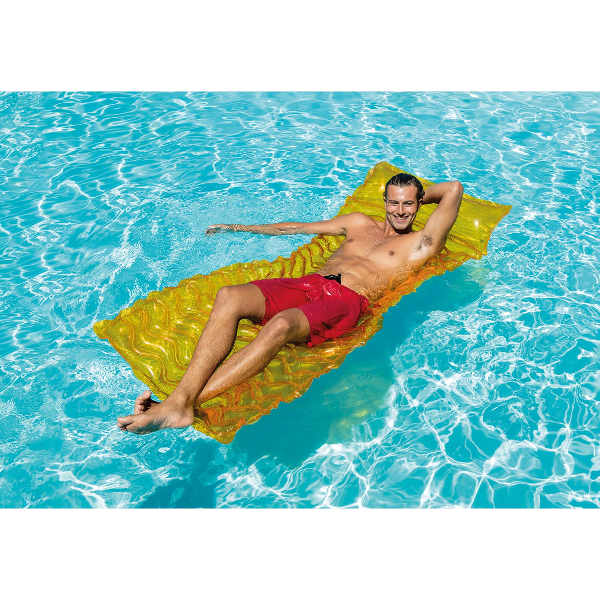 Intex Tote-N-Float Wave Inflatable Air Mat, 90" X 34", 1 Pack (Colors May Va
