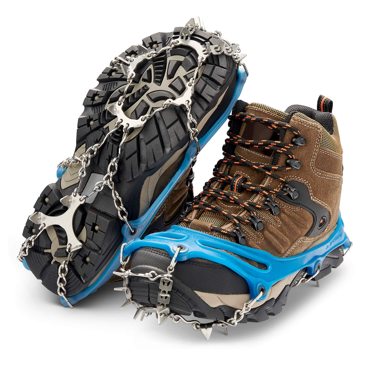 Yaktrax Ascent Anti-Slip Crampons: Aggressive Ice & Snow Traction Device, 16 Stainless-Steel Spikes, Perfect for Hiking, Fishing, Walking, Climbing, Mountaineering, For Men, Women, and Youth, (1 Pair)