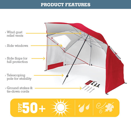 Sport-Brella Vented SPF 50+ Sun and Rain Canopy Umbrella for Beach and Sports Events (8-Foot)