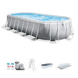 Intex 26791EH 16' x 42" Prism Frame Rectangular Above Ground Swimming Pool Set with Krystal Clear Filter Pump, Ladder, Ground Cloth, and Pool Cover