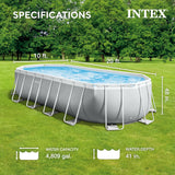 Intex 26791EH 16' x 42" Prism Frame Rectangular Above Ground Swimming Pool Set with Krystal Clear Filter Pump, Ladder, Ground Cloth, and Pool Cover